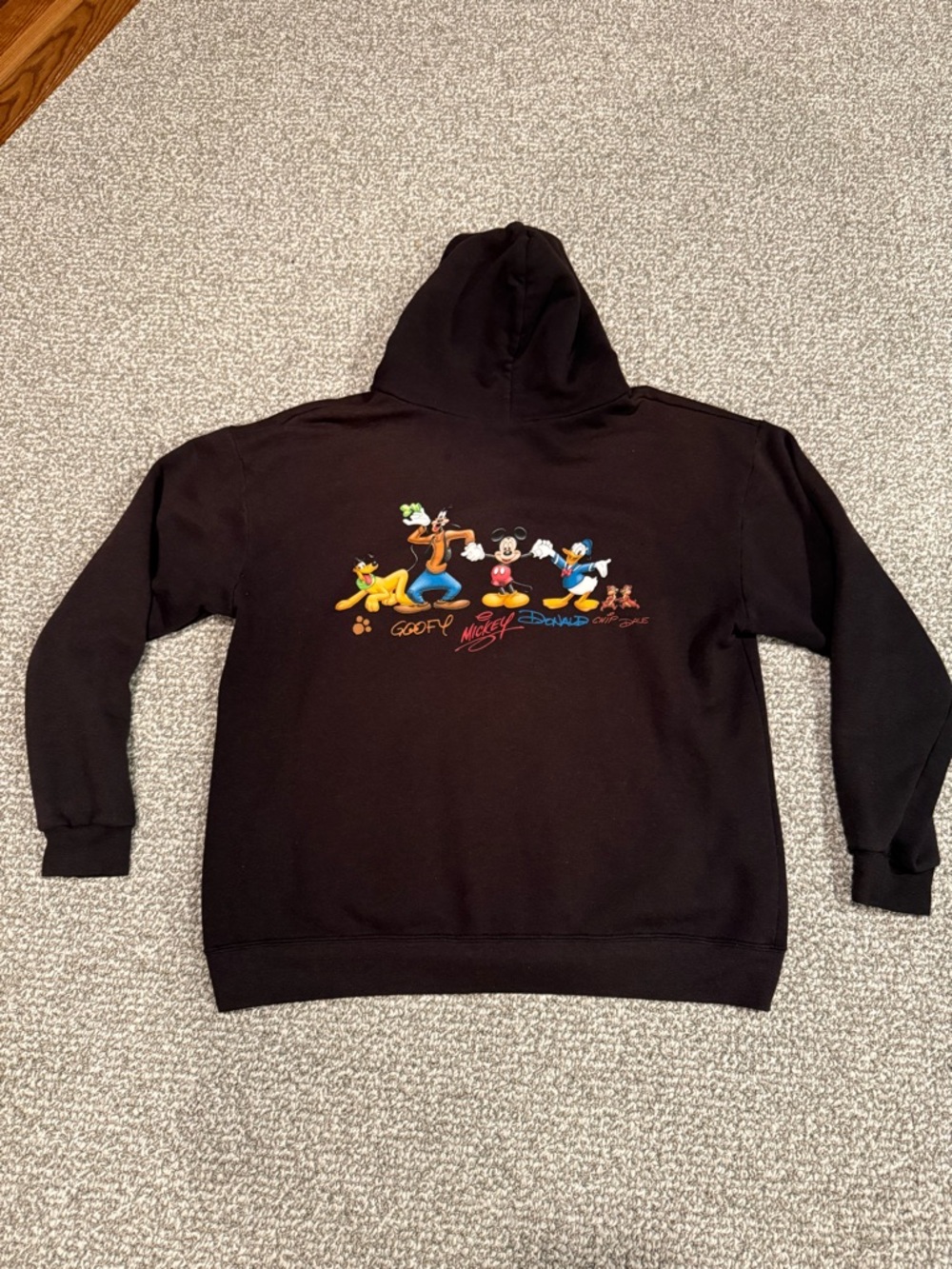 Vintage Black Walt Disney World Zip Up Sweatshirt Mickey and Friends